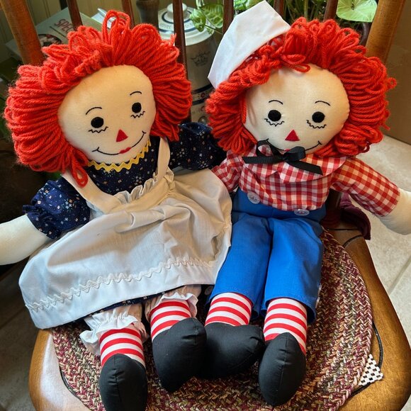 Adorable Vintage Handmade 20-inch RAGGEDY ANN & ANDY Dolls, in Perfect Condition - Picture 7 of 8